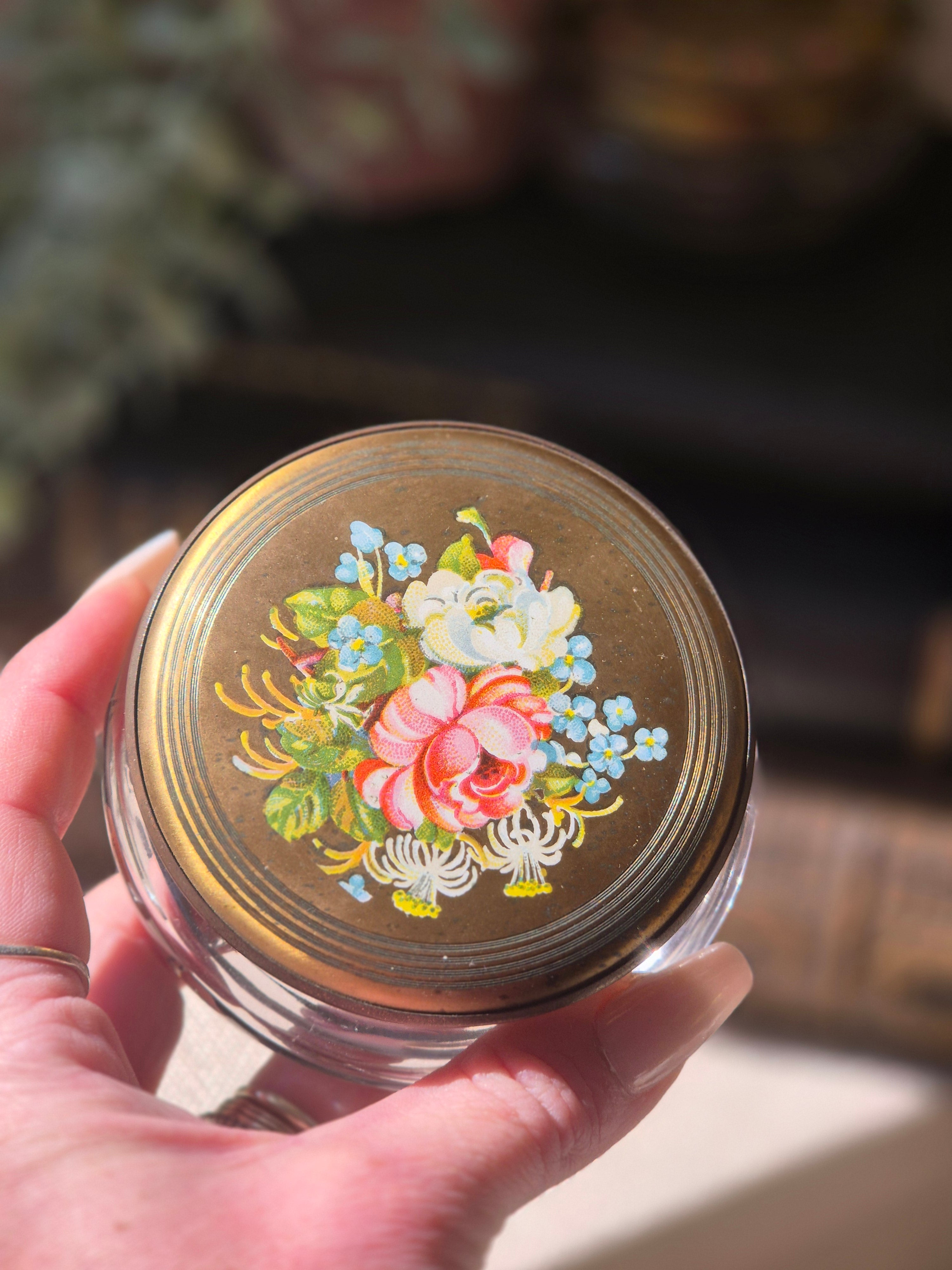 Vintage Floral Trinket Jars | Cottagecore Vanity Décor