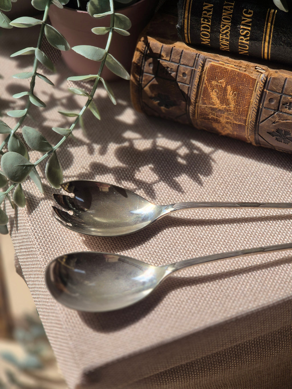 Vintage EPNS Serving Spoon Set | Silver Plate Salad & Sugar Spoons