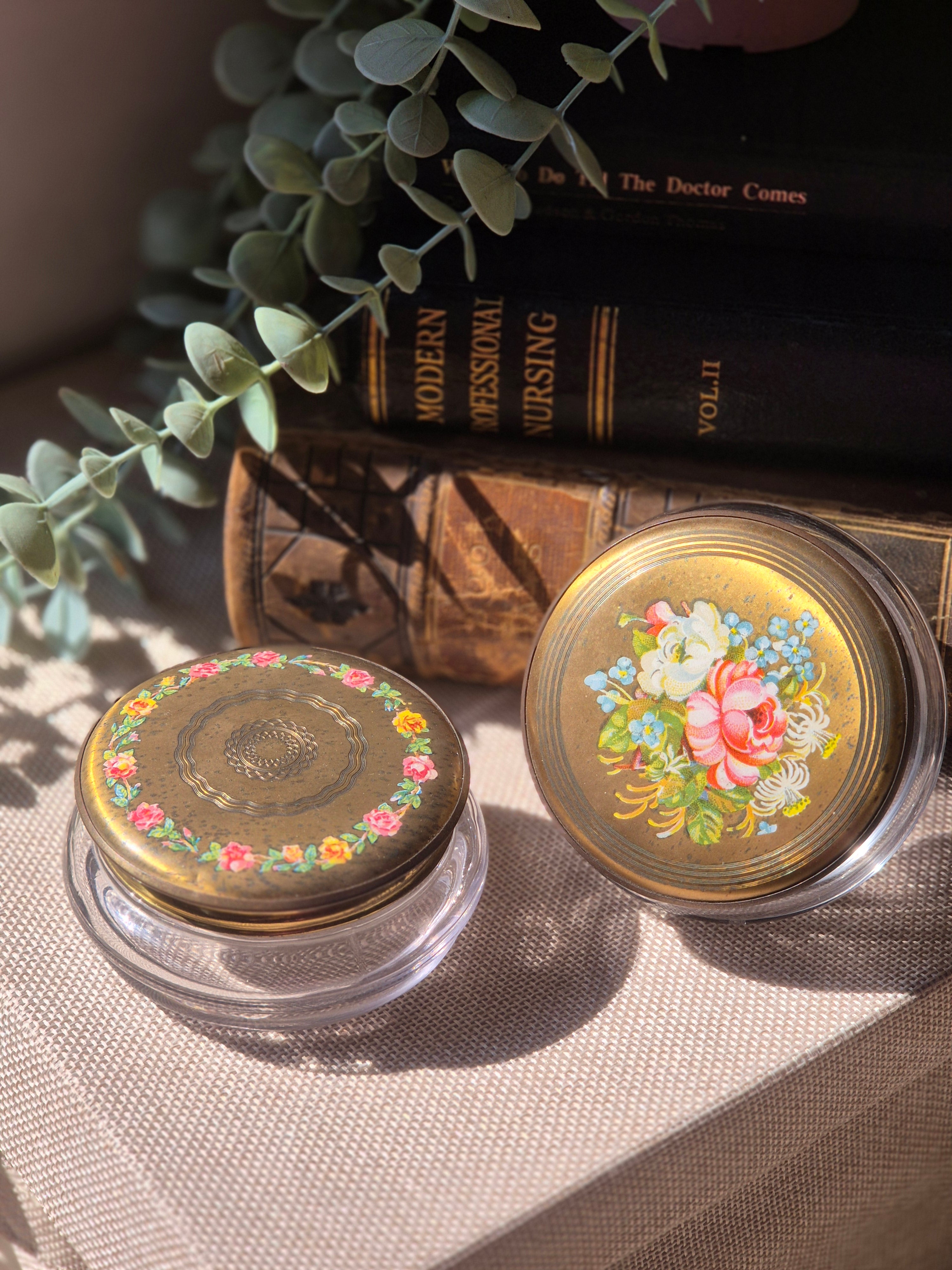 Vintage Floral Trinket Jars | Cottagecore Vanity Décor