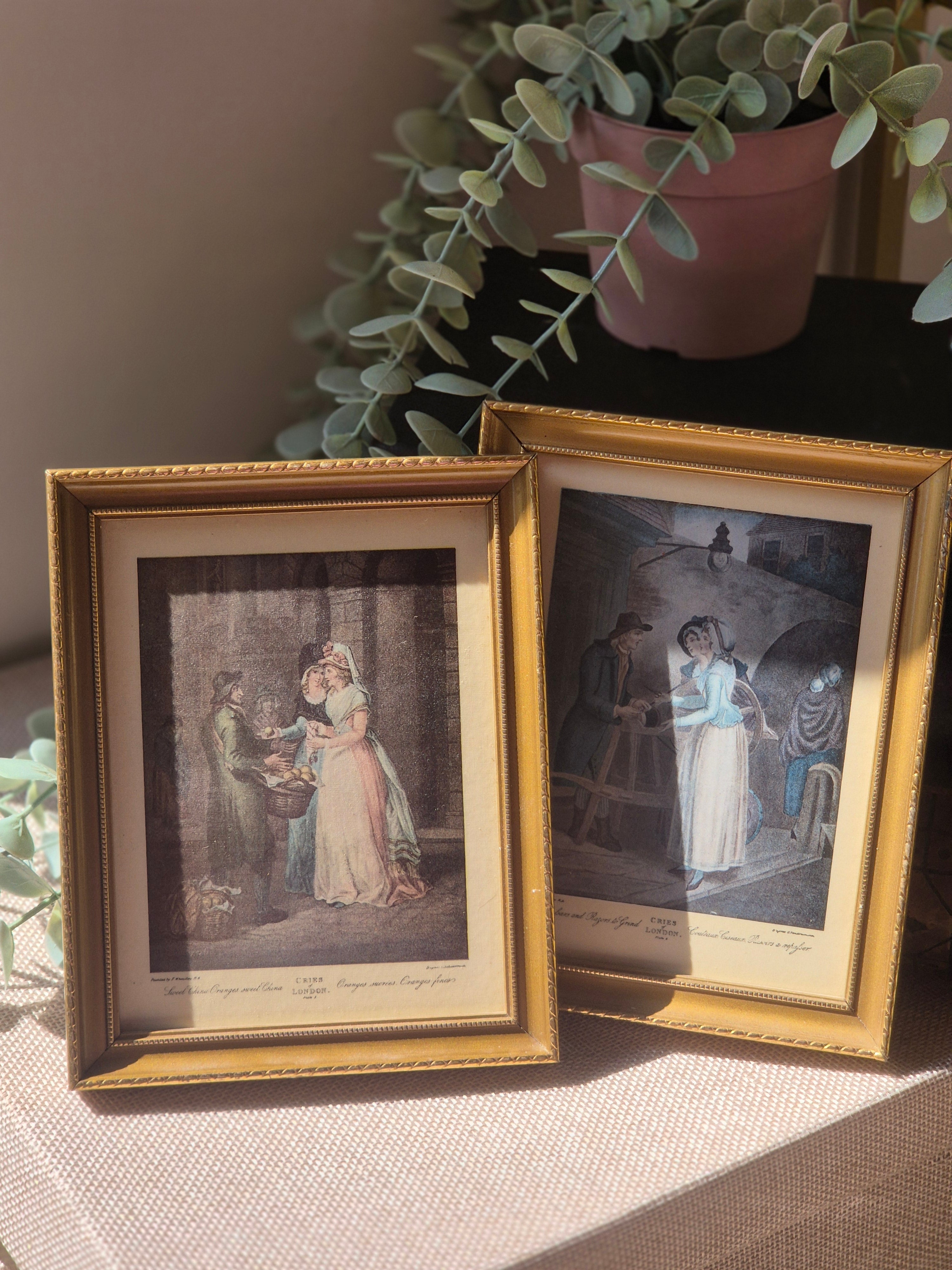 Vintage Gold Framed Art Prints Set of 2 | Cottagecore Wall Décor