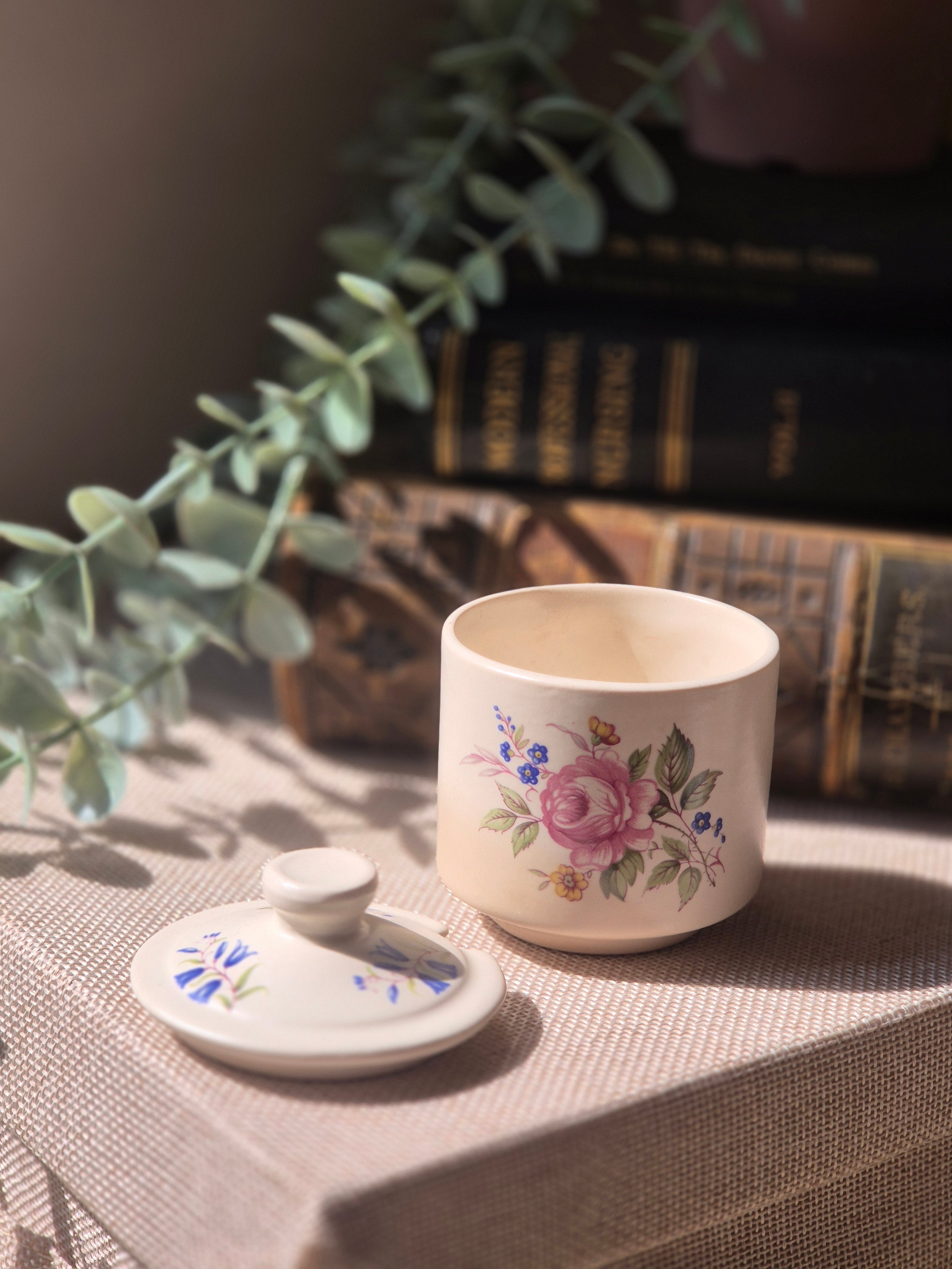 Vintage Axe Vale Pottery Floral Jam Pot | Cottagecore Ceramic Pot