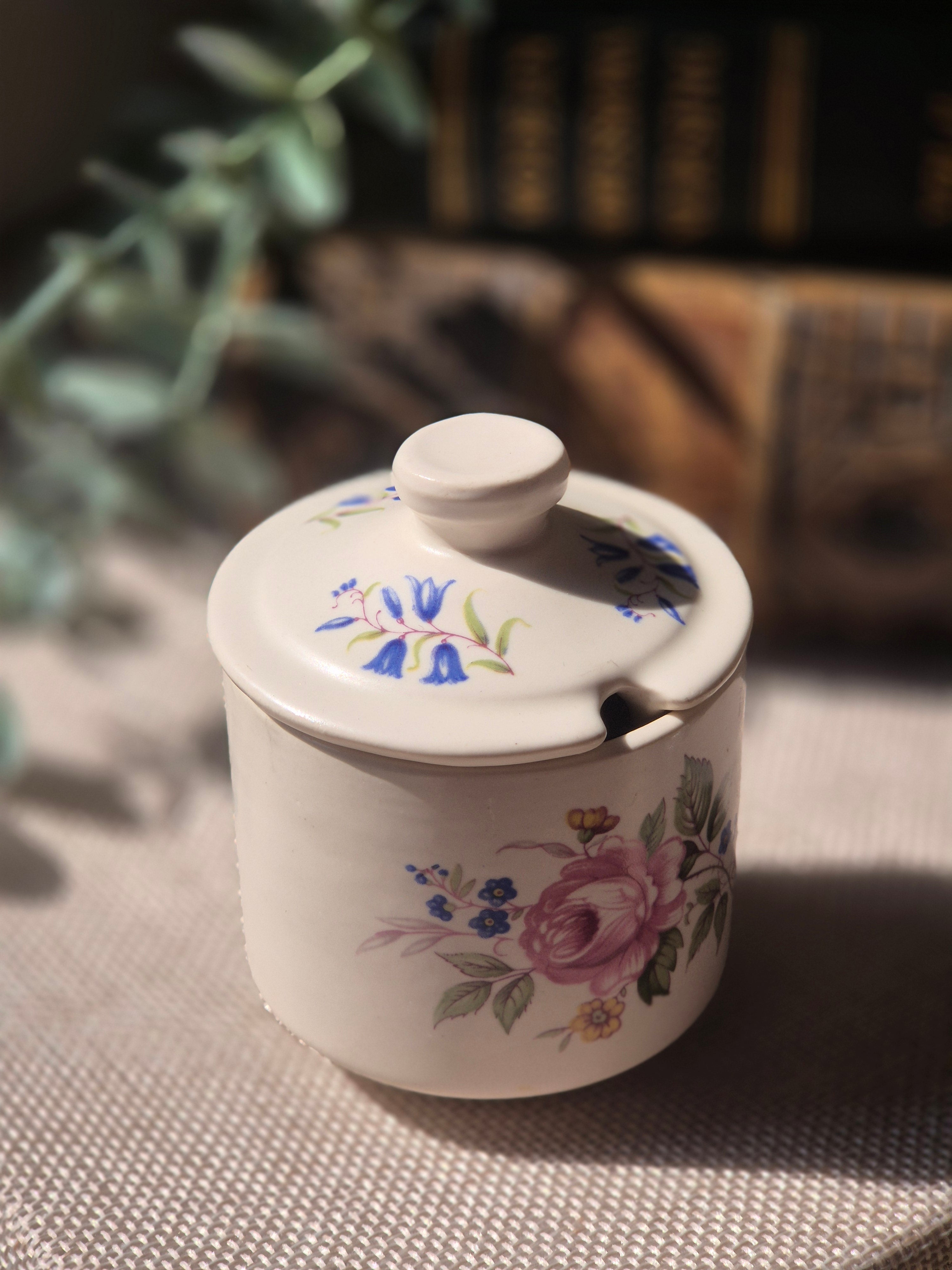 Vintage Axe Vale Pottery Floral Jam Pot | Cottagecore Ceramic Pot