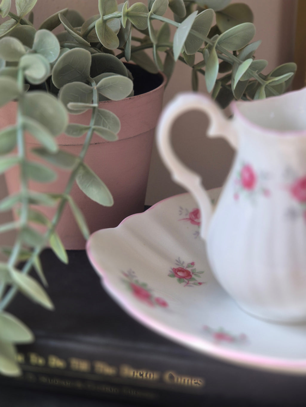Vintage Crown Staffordshire “Sweetheart Rose” Milk Jug & Dish Set