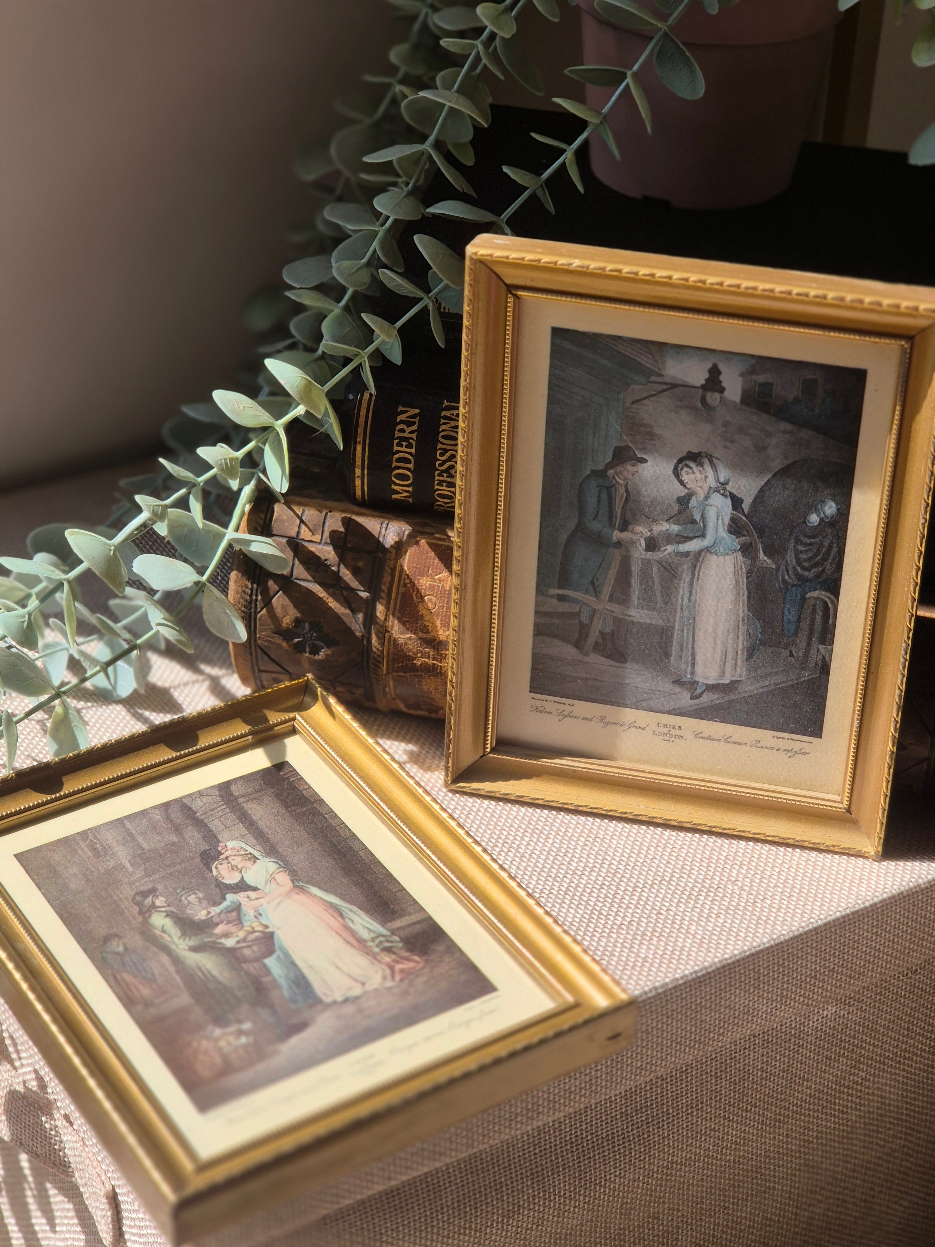 Vintage Gold Framed Art Prints Set of 2 | Cottagecore Wall Décor