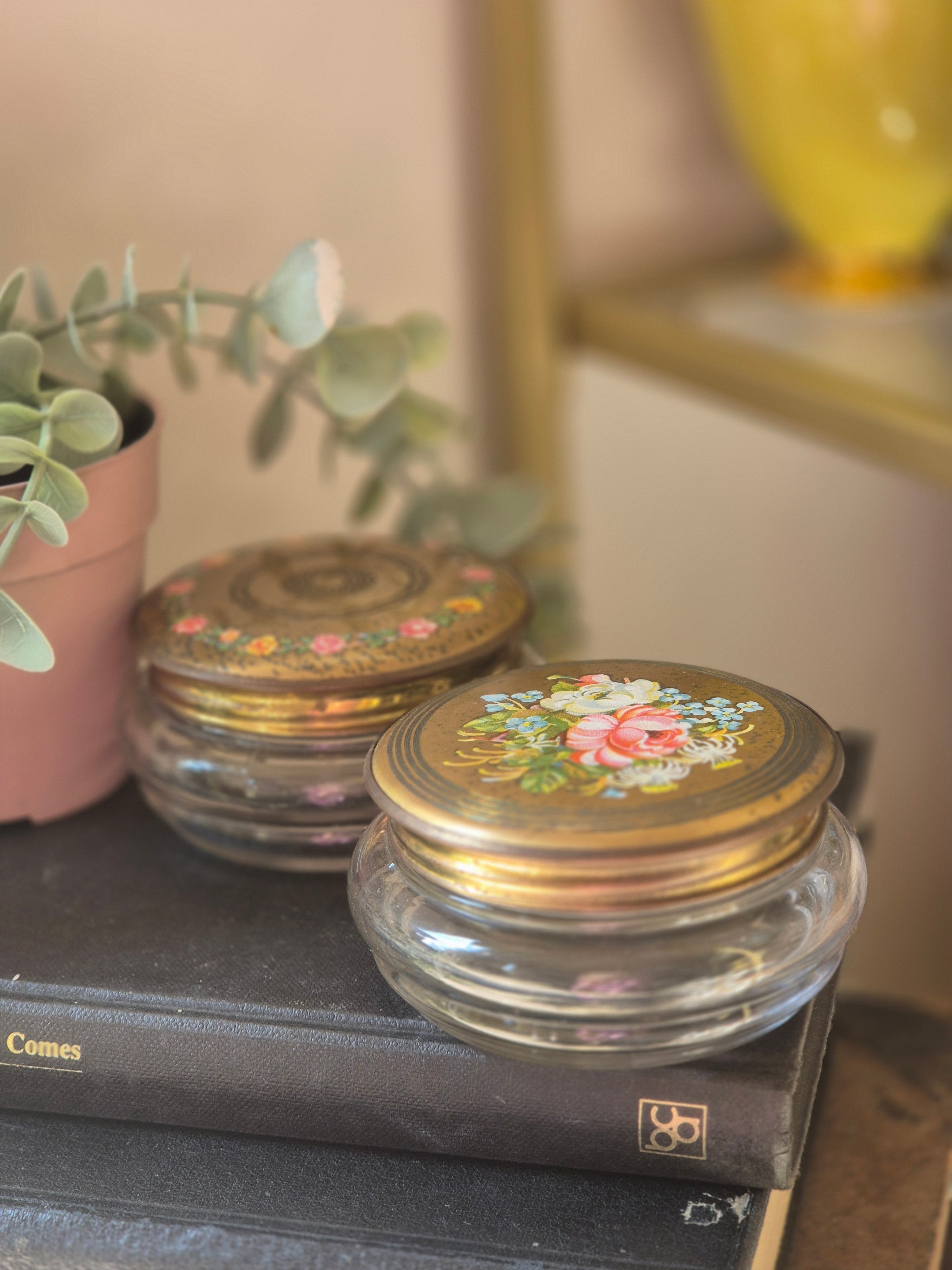 Vintage Floral Trinket Jars | Cottagecore Vanity Décor
