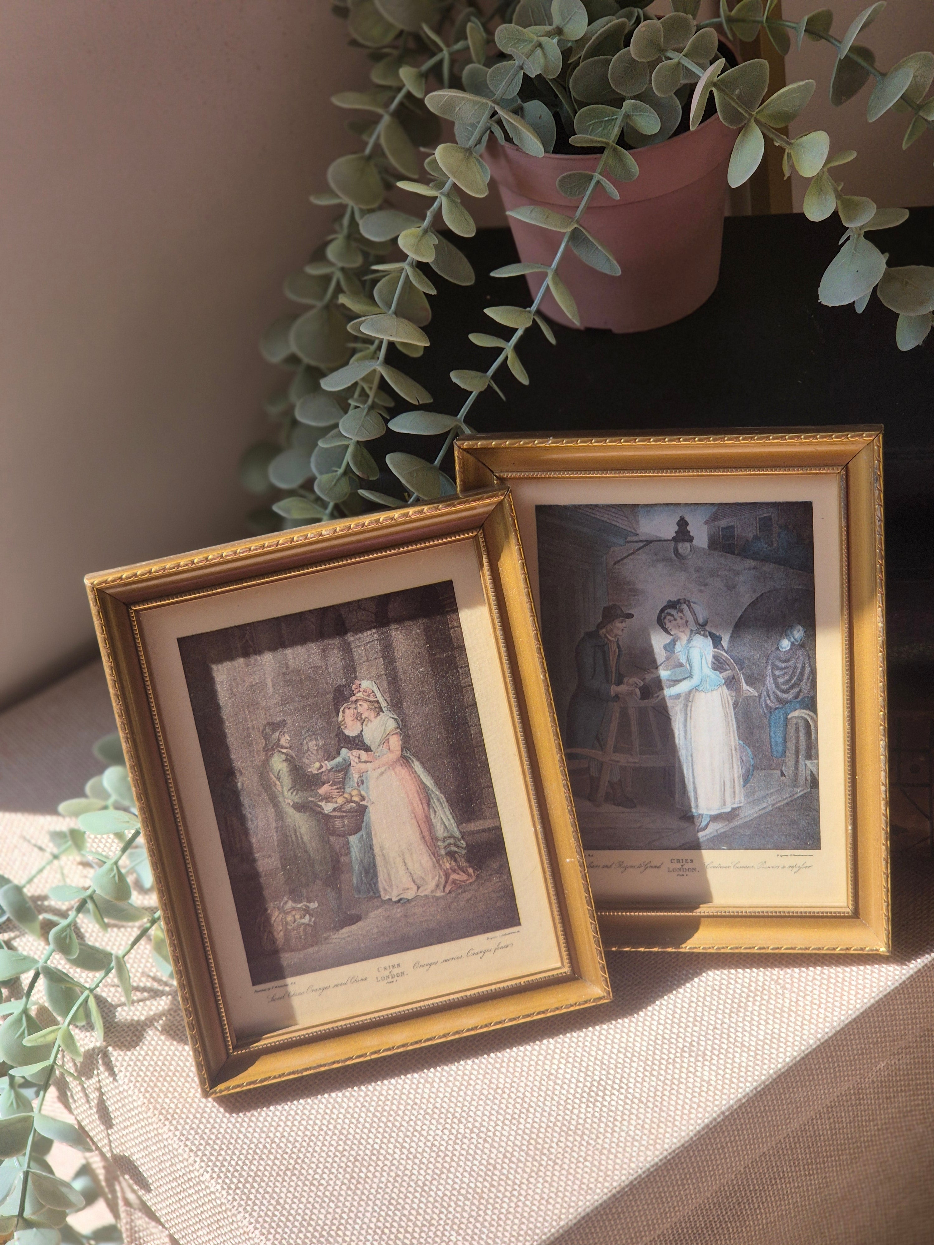 Vintage Gold Framed Art Prints Set of 2 | Cottagecore Wall Décor